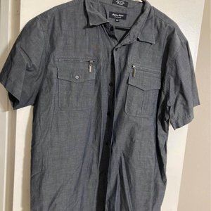 EIGHTY EIGHT PLATINUM Mens 2XL Dark Grey Button Up Short Sleeve Shirt